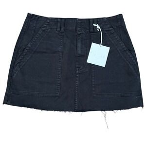 Pistola Penelope Black Mini Skirt Size 26 Raw Hem Utility Pockets NWT‎